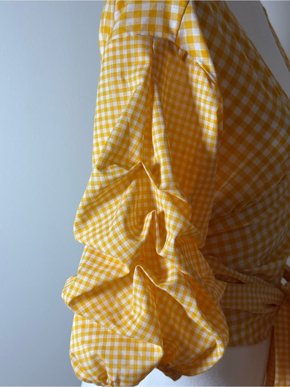 Lovers and Friends Ash white balloon sleeve tie front lined blouse sz S - Picture 6 of 11